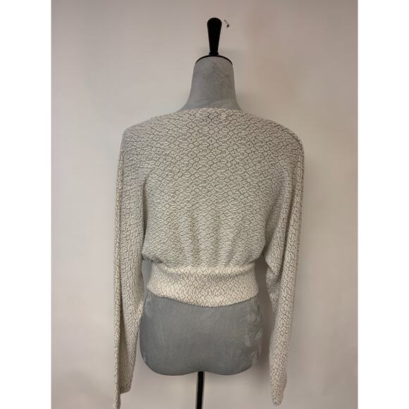 Urban Outfitters Sweater Cropped Tan Open Knit Dolman Boho Soft Fuzzy Size M - Picture 4 of 10